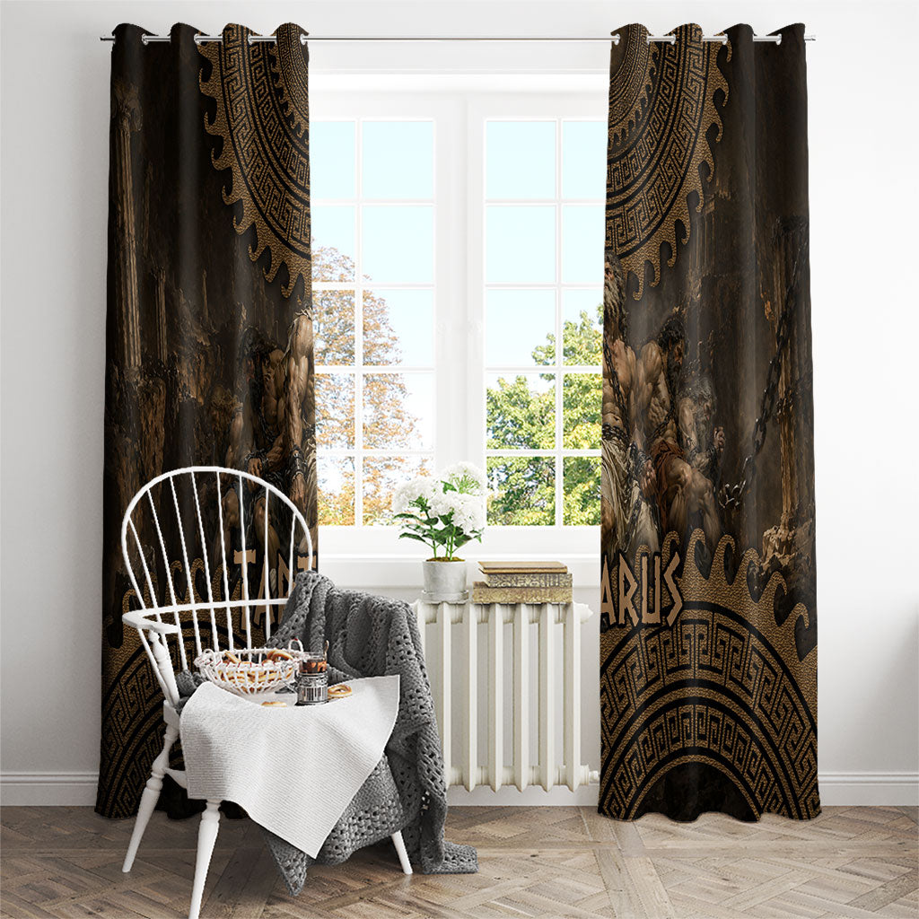 Greek Mythology Tartarus Window Curtain Chained Titans Classical Art Greek Key Pattern