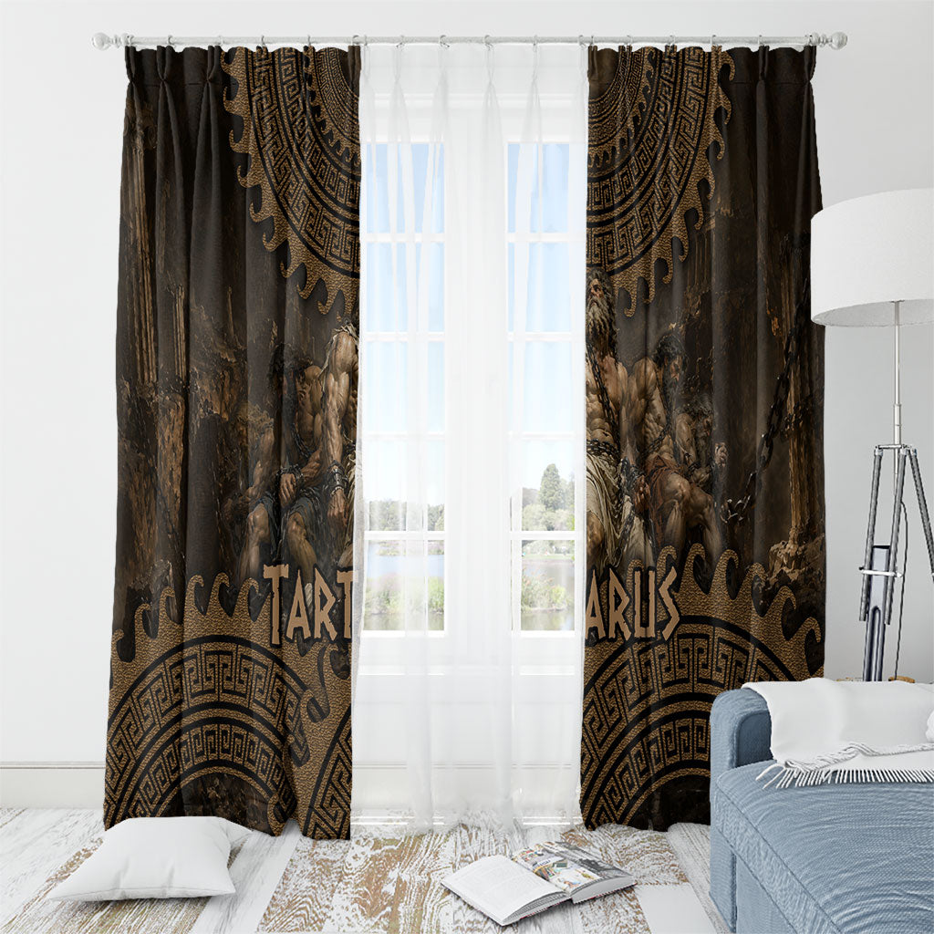 Greek Mythology Tartarus Window Curtain Chained Titans Classical Art Greek Key Pattern
