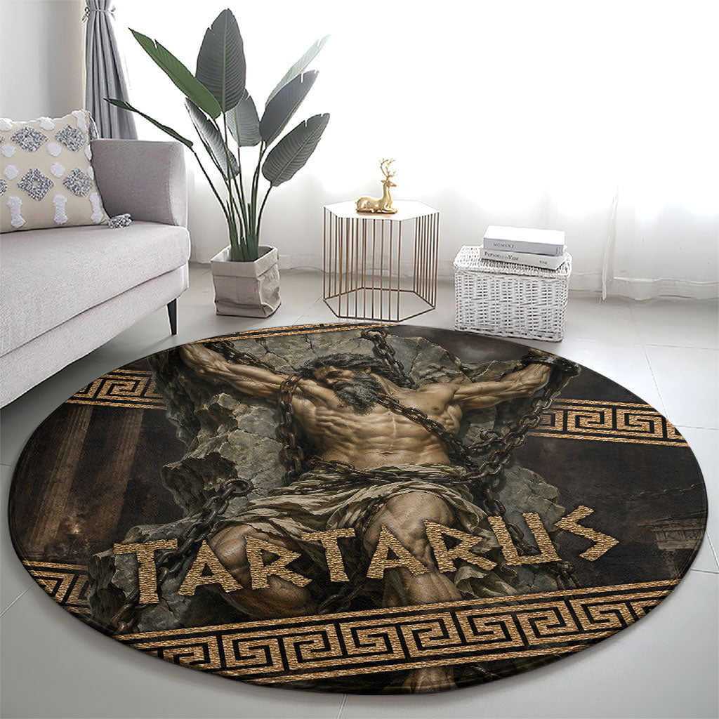 Tartarus Greek Mythology Round Carpet Chained Titan Classical Art