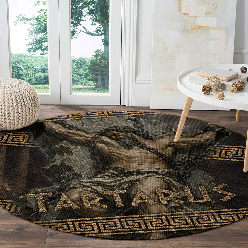 Tartarus Greek Mythology Round Carpet Chained Titan Classical Art