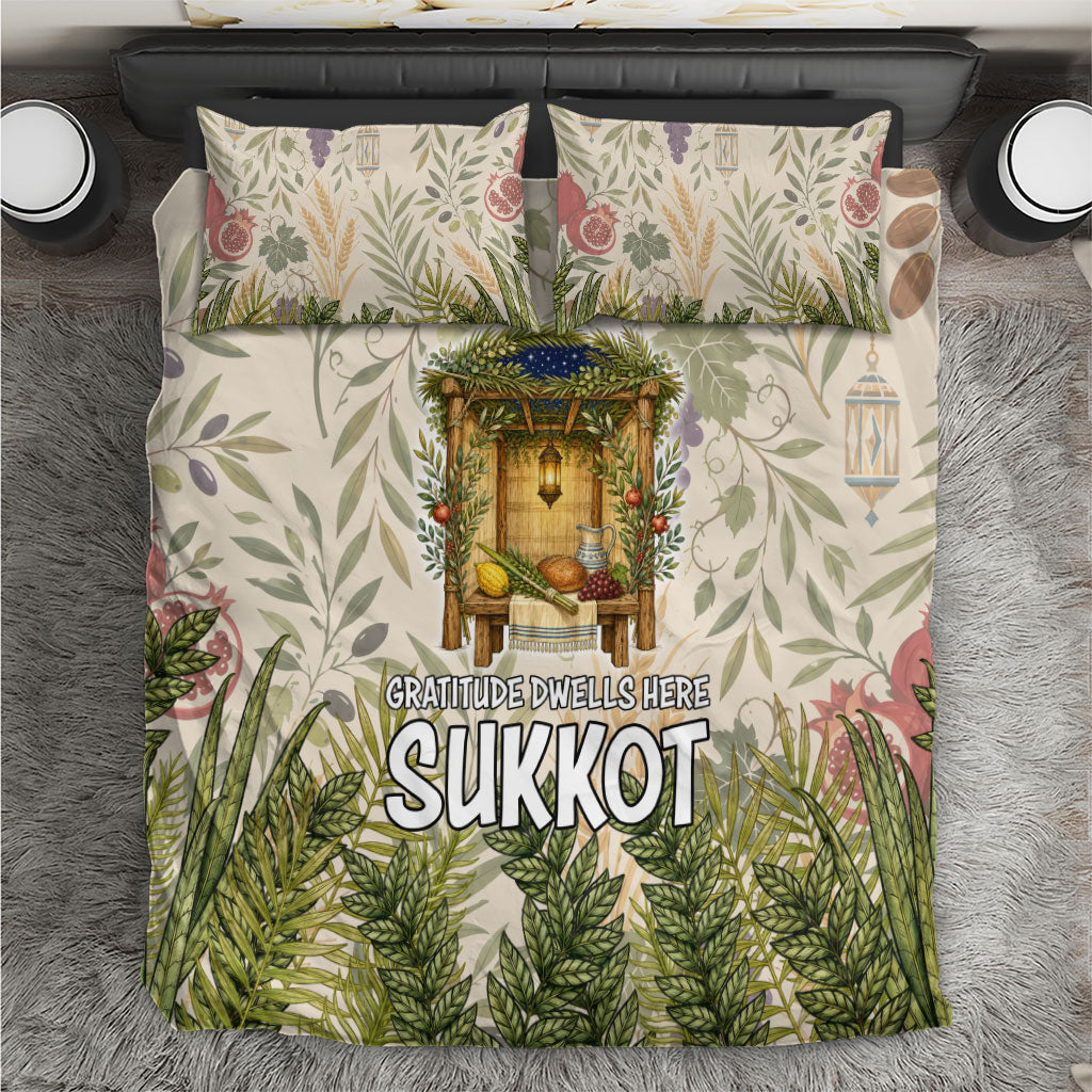 Sukkot Bedding Set Jewish Holiday Gratitude Dwells Here - Vintage Botanical Sukkah