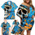 Grafity Skull Family Matching Off Shoulder Short Dress and Hawaiian Shirt Street Style Skull Colorful Abstract Art - Wonder Print Shop