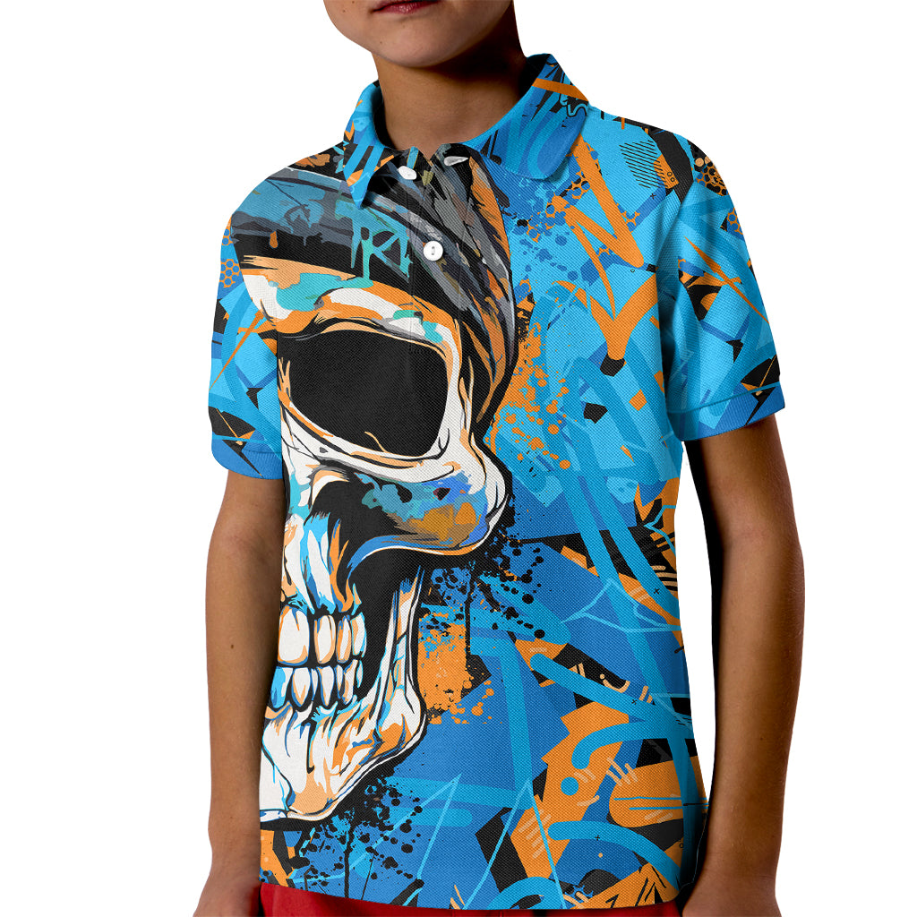 Grafity Skull Kid Polo Shirt Street Style Skull Colorful Abstract Art - Wonder Print Shop