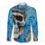 Grafity Skull Long Sleeve Button Shirt Street Style Skull Colorful Abstract Art - Wonder Print Shop