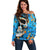 Grafity Skull Off Shoulder Sweater Street Style Skull Colorful Abstract Art - Wonder Print Shop