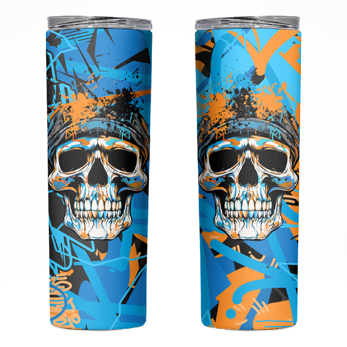 Grafity Skull Skinny Tumbler Street Style Skull Colorful Abstract Art