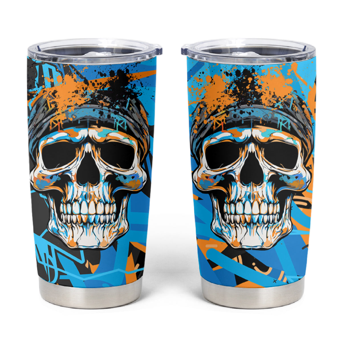 Grafity Skull Tumbler Cup Street Style Skull Colorful Abstract Art