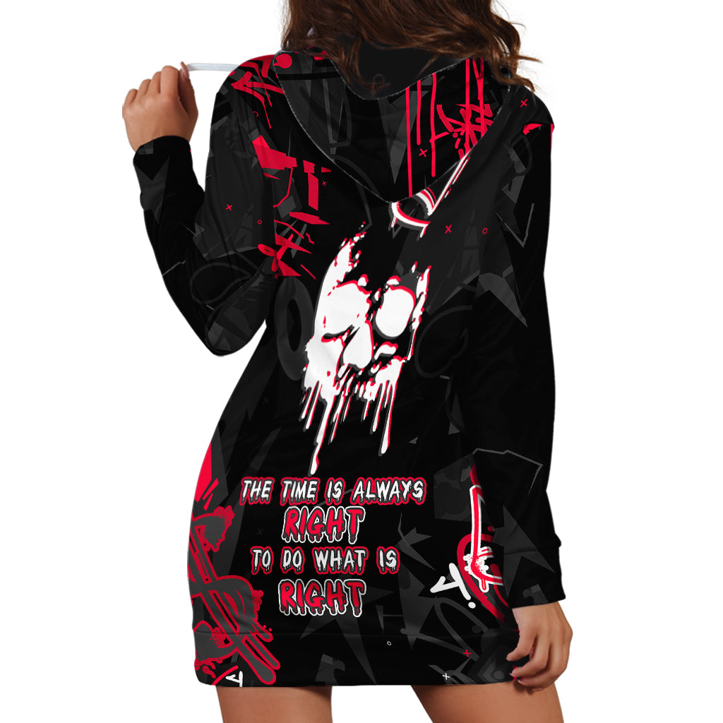 Skull Pattern Hoodie Dress The Time Is Aways Right To Do What Is Right - Wonder Print Shop