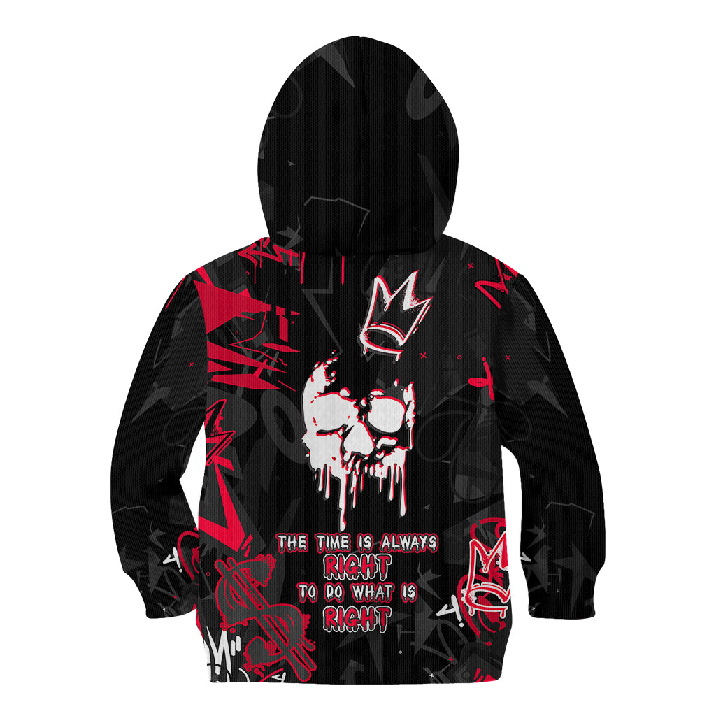 Skull Pattern Kid Hoodie The Time Is Aways Right To Do What Is Right - Wonder Print Shop