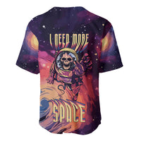 Skull astronaut baseball jersey with space graphic, short-sleeve button V-neck