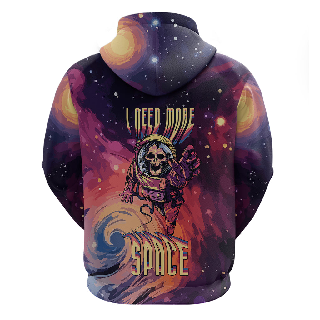 Skull Hoodie I Need More Space Cosmic Style - Wonder Print Shop