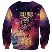 Skull astronaut sweatshirt with 'SPACE' graphic on front
