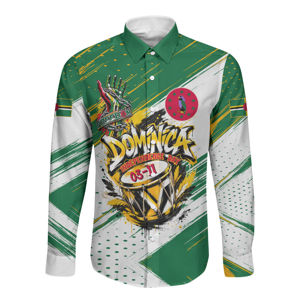 Dominica Independence Day Long Sleeve Button Shirt Caribbean Culture Island Pride