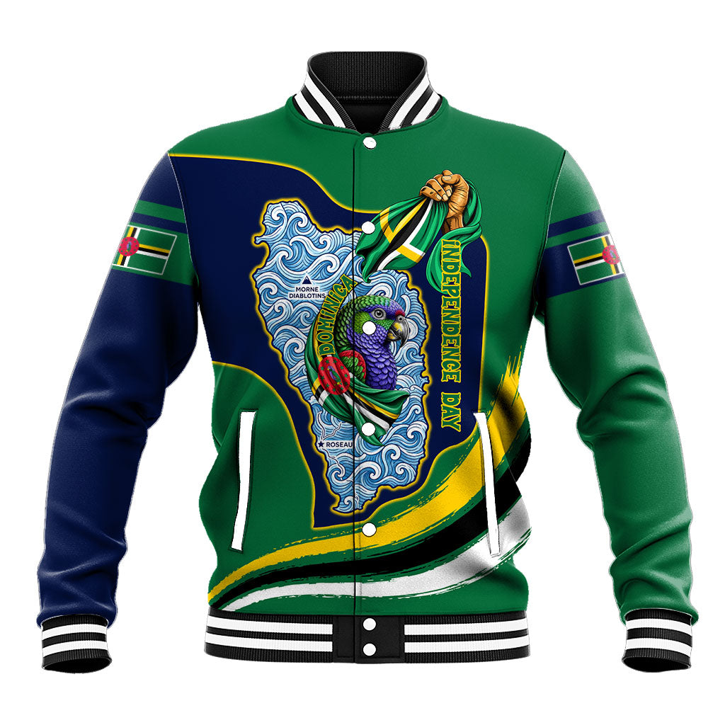 Dominica Independence Day Baseball Jacket Sisserou Parrot Creole Culture Island Flag Art