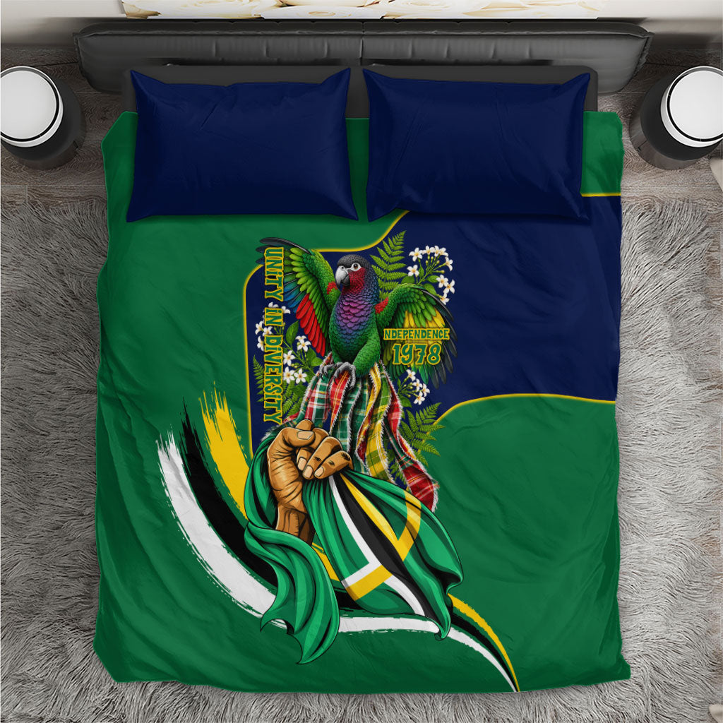 Dominica Independence Day Bedding Set Sisserou Parrot Creole Culture Island Flag Art