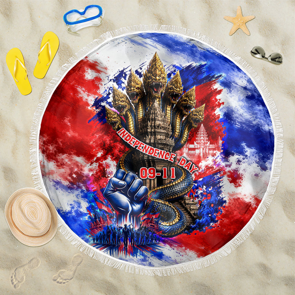 Cambodia Independence Day Beach Blanket Cambodia Heritage Flag Patriotic Naga Serpent