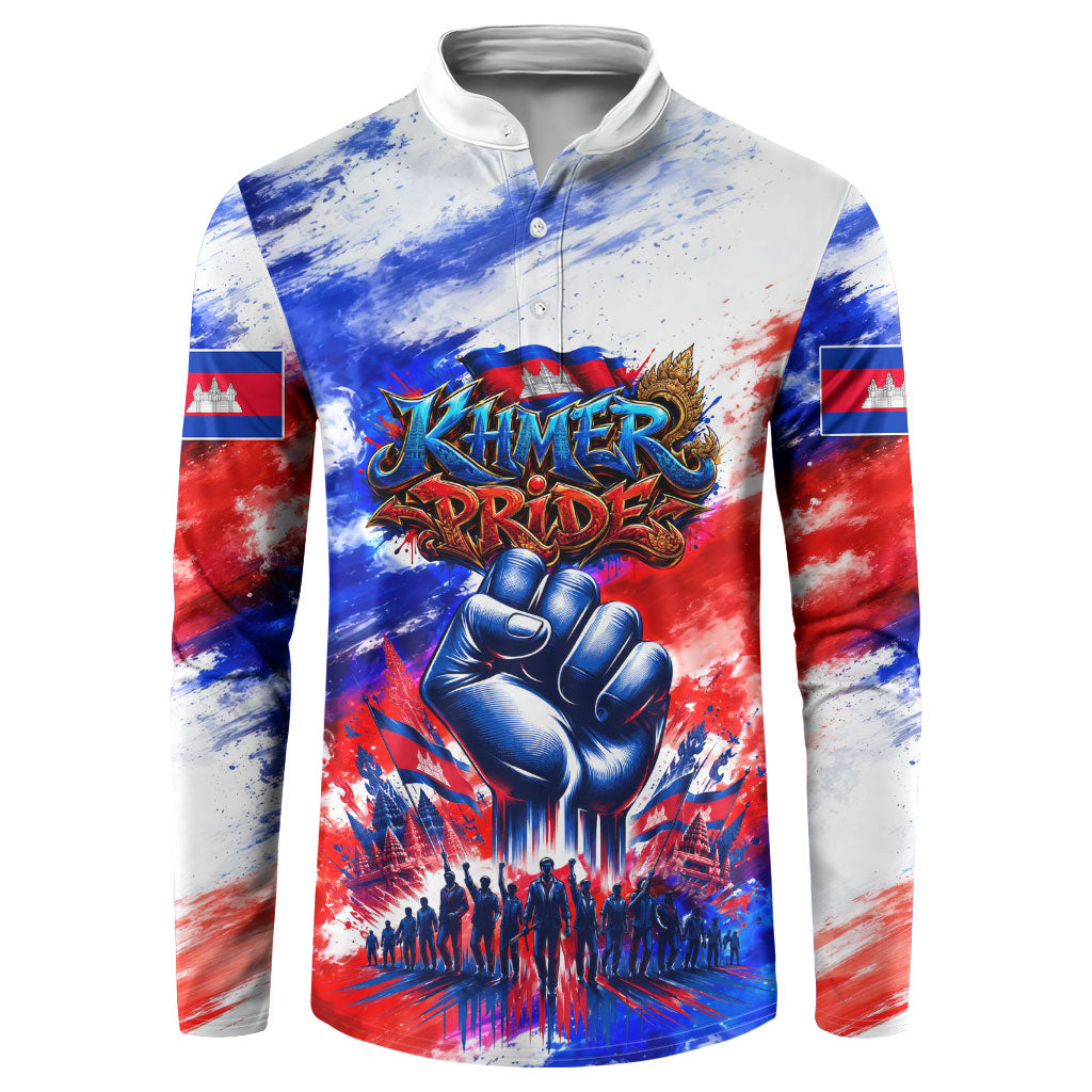Cambodia Independence Day Button Sweatshirt Cambodia Heritage Flag Patriotic Naga Serpent
