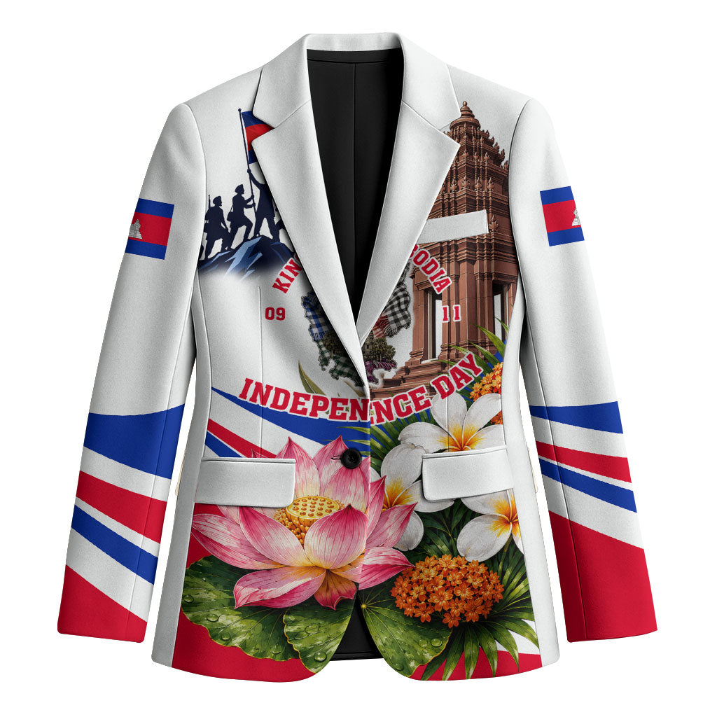 Kingdom Of Cambodia Independence Day Blazer Angkor Wat Monument Floral Flag
