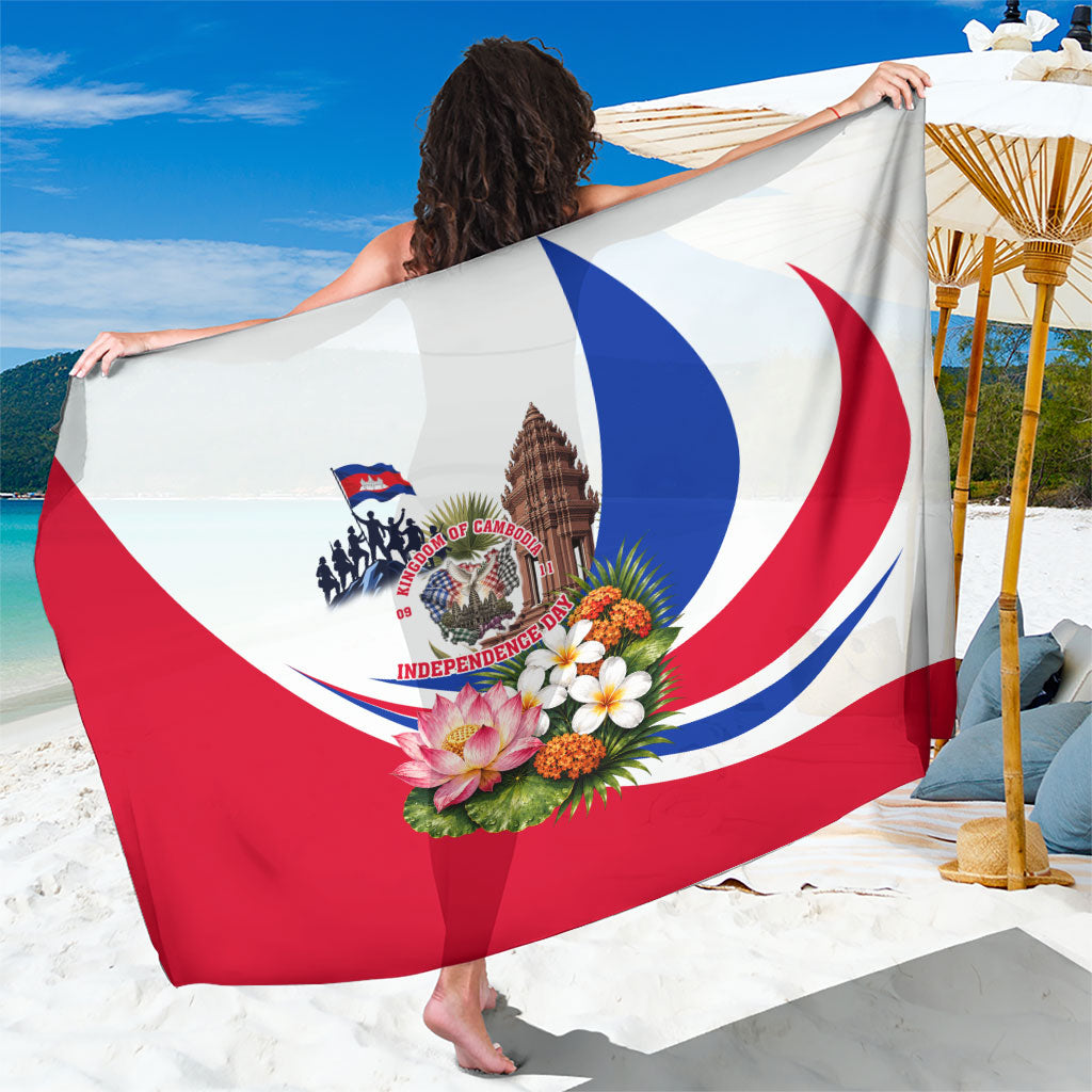 Kingdom Of Cambodia Independence Day Sarong Angkor Wat Monument Floral Flag