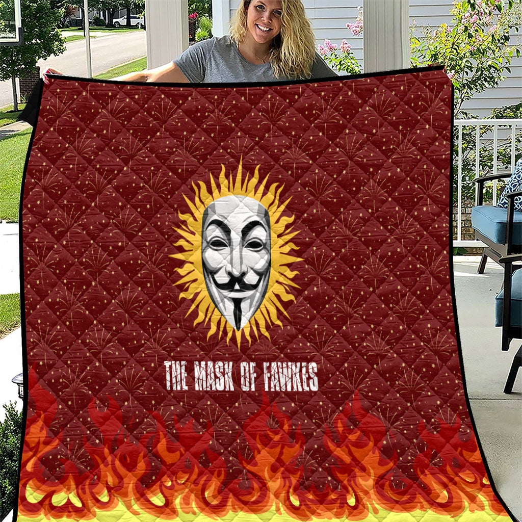 Guy Fawkes Night Bonfire Plot Quilt Vintage Fireworks Graphic Style London Parliament Flames