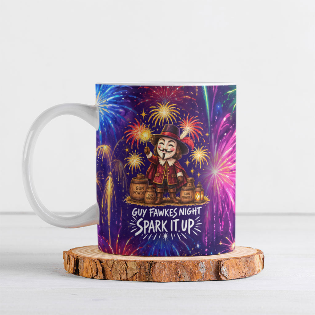 Guy Fawkes Bonfire Night Fireworks Ceramic Mug Vibrant Colorful Celebration Sparkler Gunpowder Plot