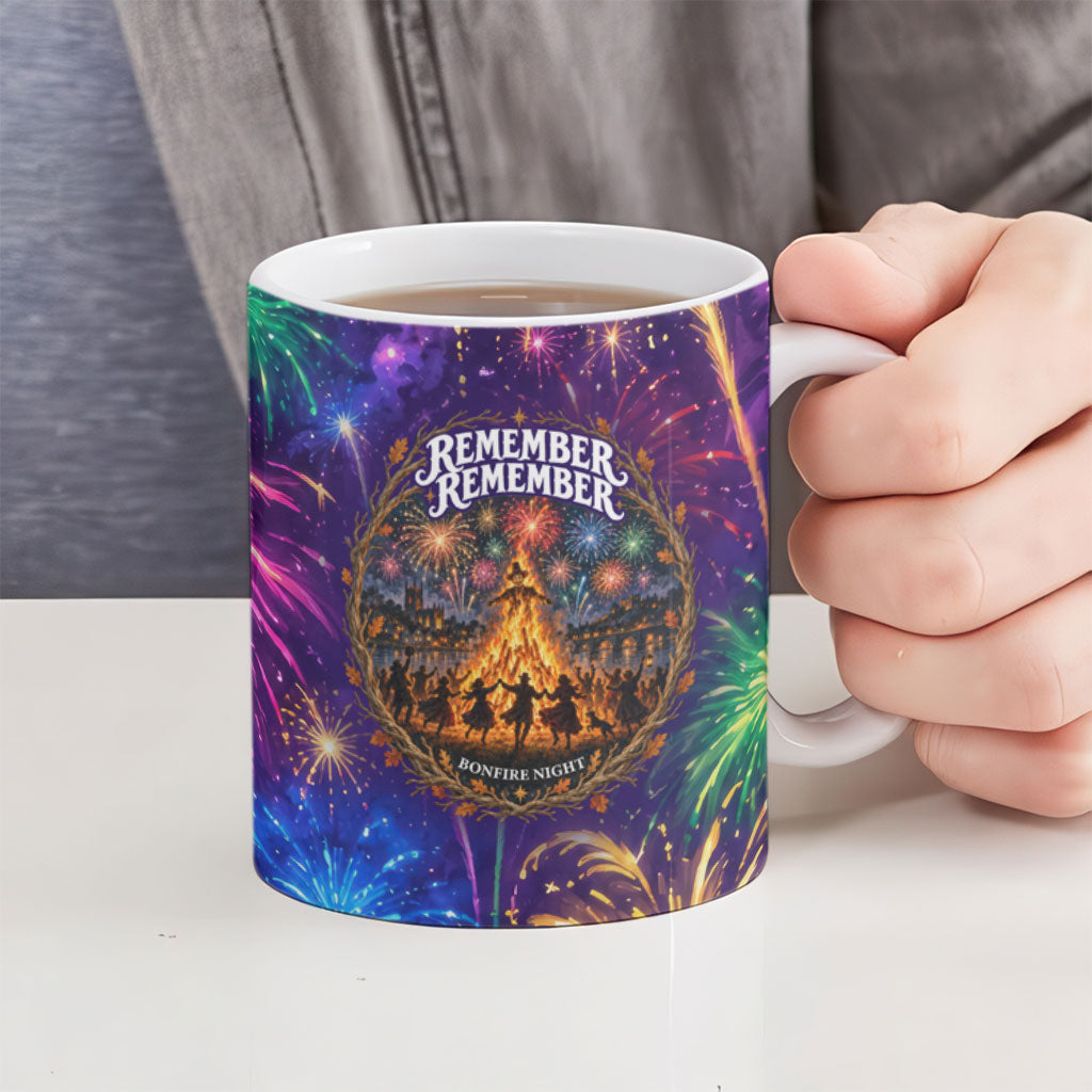 Guy Fawkes Bonfire Night Fireworks Ceramic Mug Vibrant Colorful Celebration Sparkler Gunpowder Plot