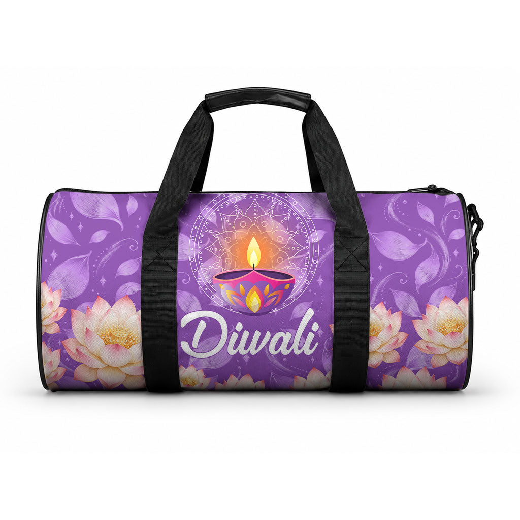 Diwali Diya Light Lotus Duffle Bag Vibrant Festival Of Lights Mandala Spiritual Indian Floral