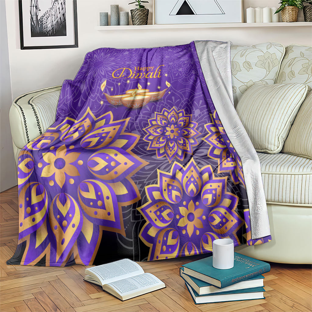 Happy Diwali Diya Lamp Blanket Gold Mandala Festival Of Lights Ornate Indian Cultural