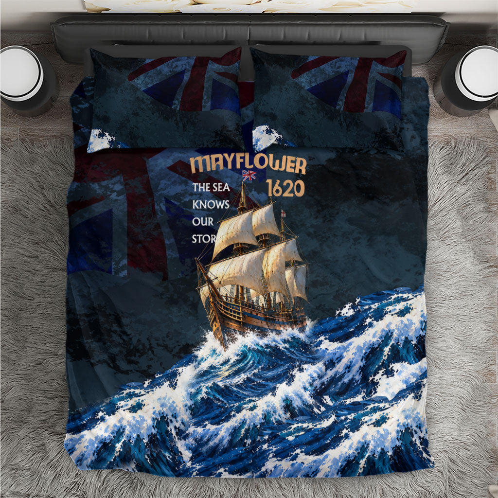 Mayflower 1620 Ship Bedding Set Vintage Nautical Ocean Waves Art