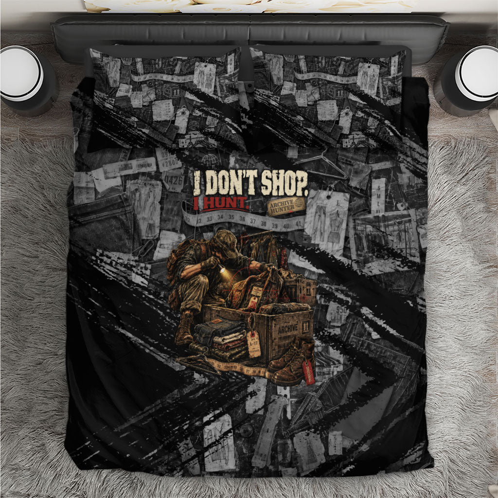 Archive Hunter The Hunt Never Ends Bedding Set Vintage Streetwear Grunge Collage Graphic Art