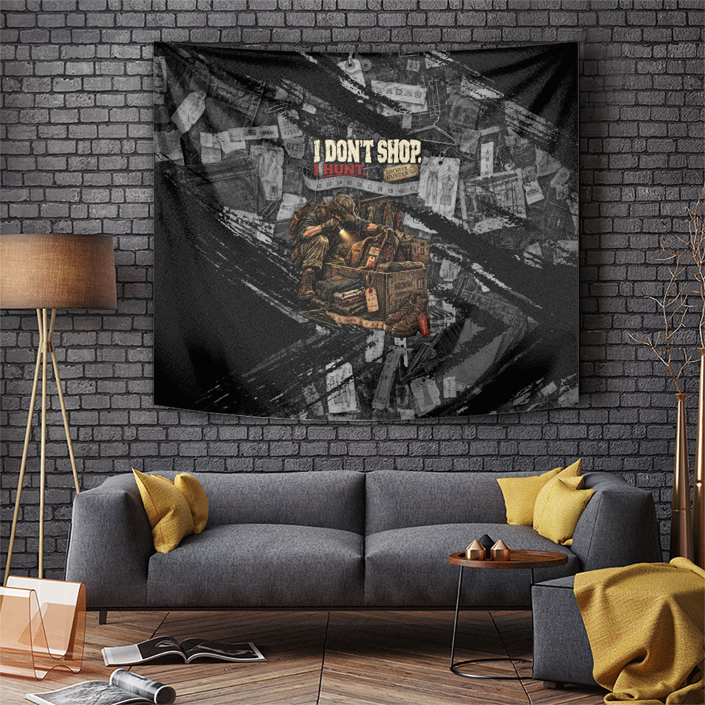Archive Hunter The Hunt Never Ends Tapestry Vintage Streetwear Grunge Collage Graphic Art