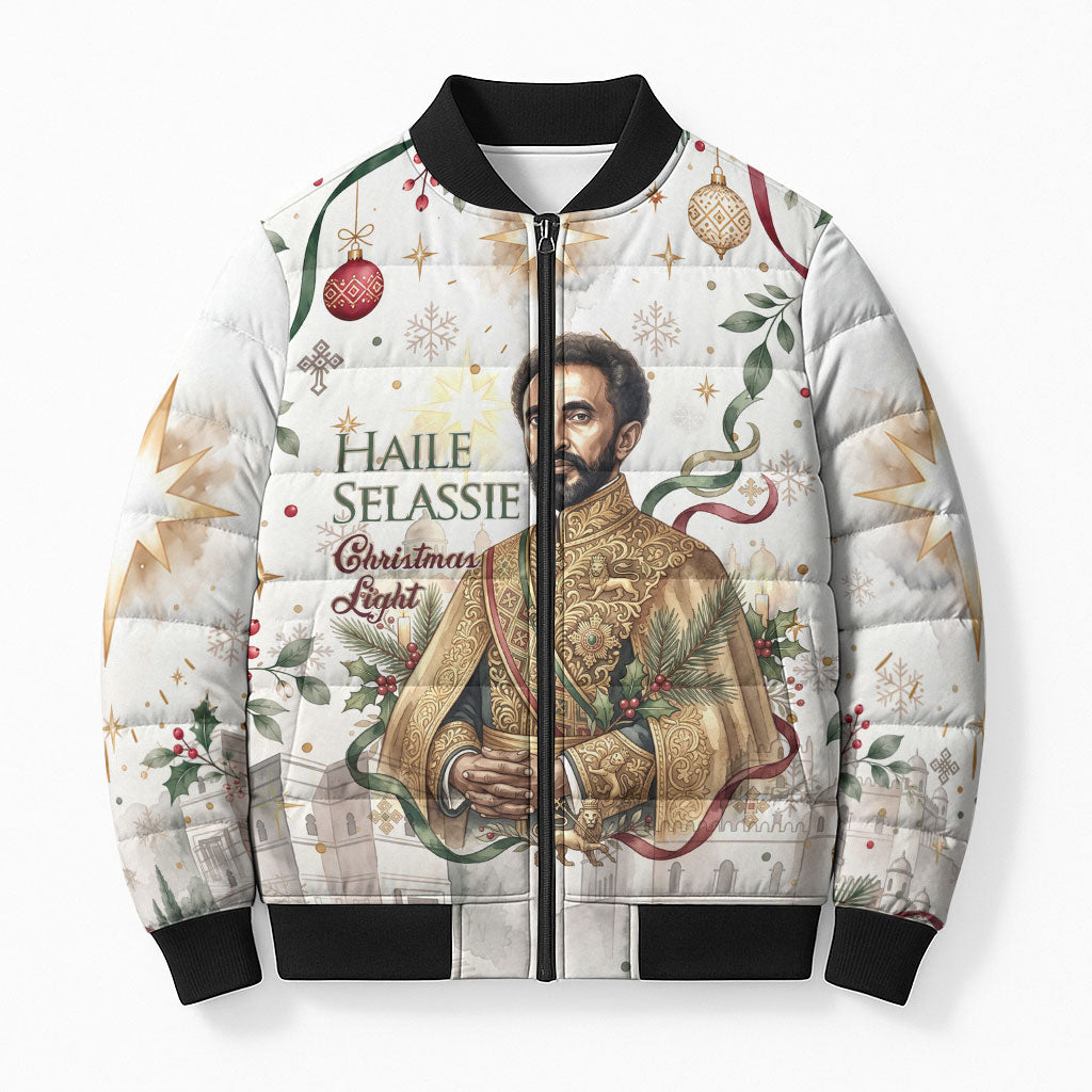 Ethiopia Haile Selassie Christmas Bomber Puffer Jacket Royal Ethiopian Orthodox Vintage Style