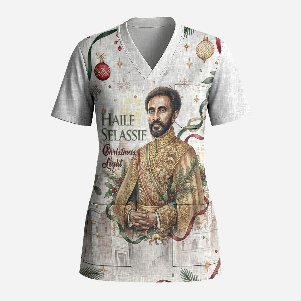 Ethiopia Haile Selassie Christmas Scrub Top Royal Ethiopian Orthodox Vintage Style