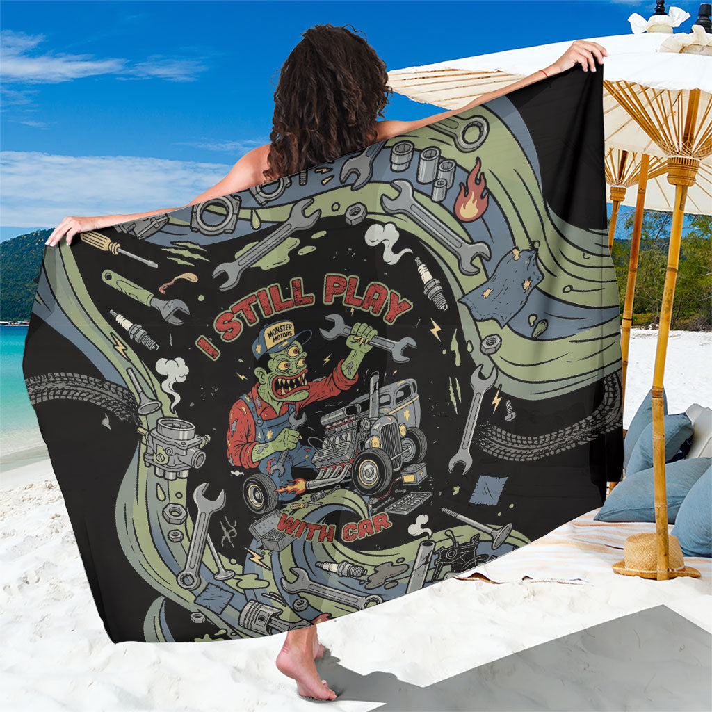 Mechanic Hot Rod Monster Motors Sarong Retro Zombie Mechanic Vintage Hot Rod Auto Tools Art