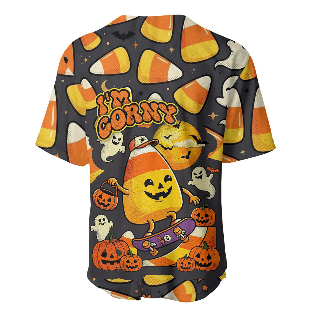 National Candy Corn Day Baseball Jersey Spooky Cute Candy Corn Skater Ghost Halloween