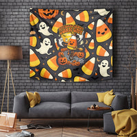 National Candy Corn Day Tapestry Spooky Cute Candy Corn Skater Ghost Halloween