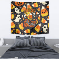 National Candy Corn Day Tapestry Spooky Cute Candy Corn Skater Ghost Halloween