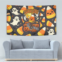 National Candy Corn Day Tapestry Spooky Cute Candy Corn Skater Ghost Halloween