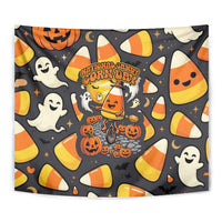National Candy Corn Day Tapestry Spooky Cute Candy Corn Skater Ghost Halloween