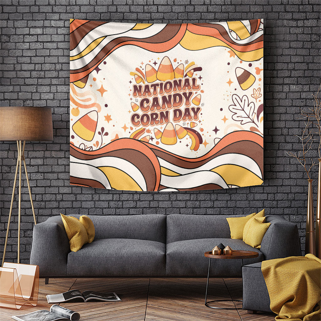 National Candy Corn Day Tapestry Retro Wavy Groovy Candy Corn Club Autumn