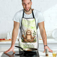 Meditating Sloth Hermit Day Apron Just Breathe Mindfulness Coffee Animal