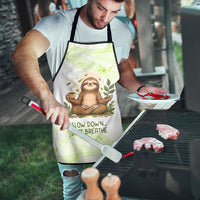 Meditating Sloth Hermit Day Apron Just Breathe Mindfulness Coffee Animal