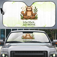 Meditating Sloth Hermit Day Auto Sun Shade Just Breathe Mindfulness Coffee Animal