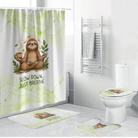Meditating Sloth Hermit Day Bathroom Set Just Breathe Mindfulness Coffee Animal