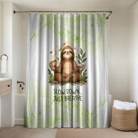 Meditating Sloth Hermit Day Bathroom Set Just Breathe Mindfulness Coffee Animal