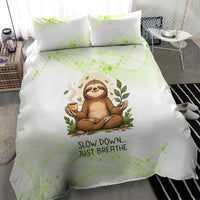 Meditating Sloth Hermit Day Bedding Set Just Breathe Mindfulness Coffee Animal