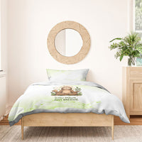 Meditating Sloth Hermit Day Bedding Set Just Breathe Mindfulness Coffee Animal
