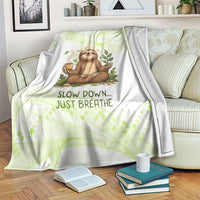 Meditating Sloth Hermit Day Blanket Just Breathe Mindfulness Coffee Animal