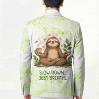 Meditating Sloth Hermit Day Blazer Just Breathe Mindfulness Coffee Animal