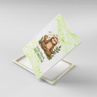 Meditating Sloth Hermit Day Canvas Wall Art Just Breathe Mindfulness Coffee Animal